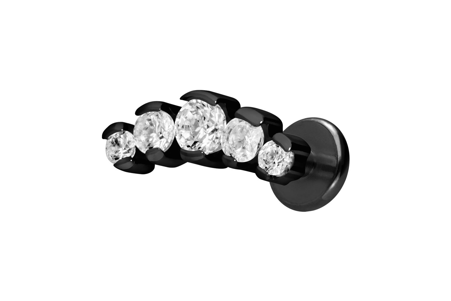 Titan Labret Piercing mit Innengewinde 5 EINGEFASSTE KRISTALLE